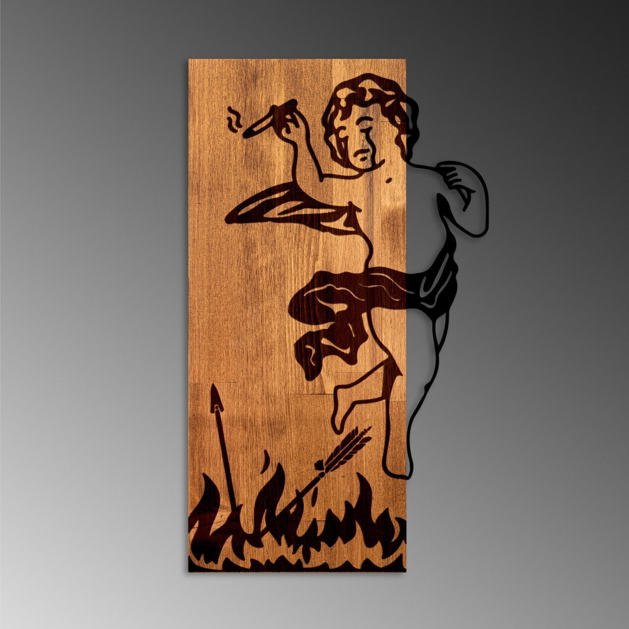 Decoratiune de perete, Fallen Eros, Latime: 35 cm, Nuc / Negru — imaginea 6