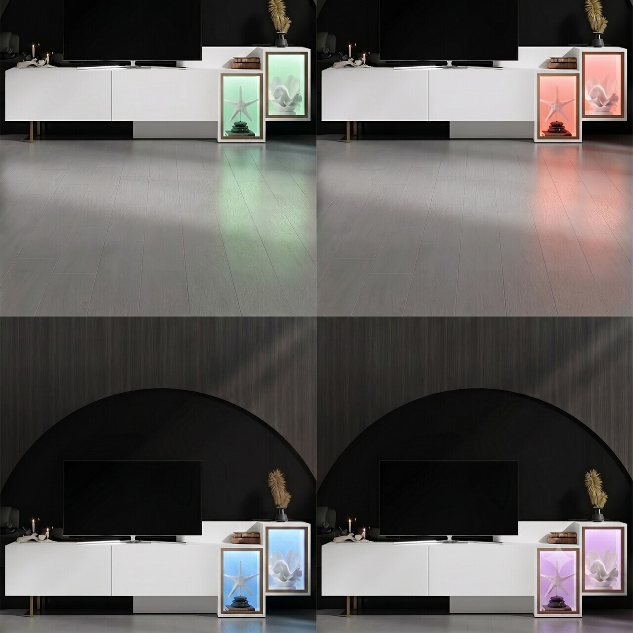 Comoda TV, Hanah Home, Tenon, Alb/Auriu — imaginea 6
