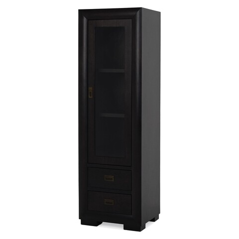 Vitrina cu 1 usa si 2 sertare, Chic, L.60 l.50 H.190, mdf/pal/furnir de mesteacan, wenge