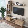 Comoda TV cu 3 rafturi, Wren, M16 - 405, pal melaminat, nuc