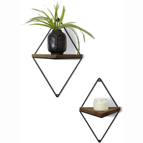 Set 2 rafturi pentru perete wr043, evila originals, 33x6x30 cm, aluna/negru