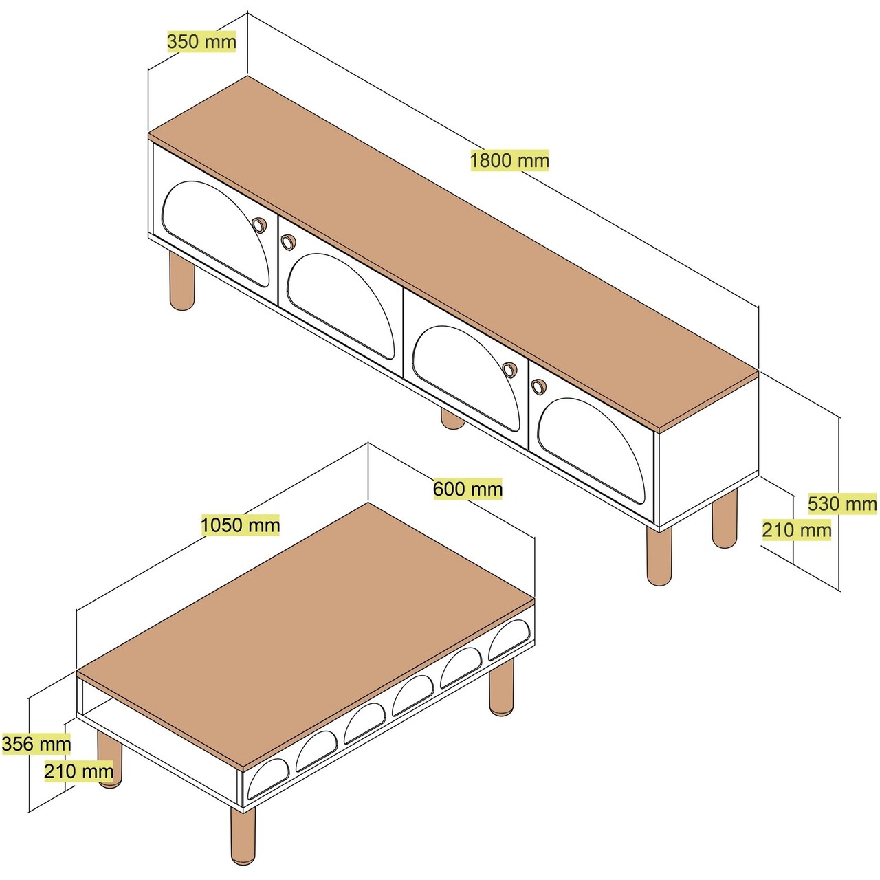 Set mobilier living, Hanah Home, Bohem 855, Crem - imagine 4
