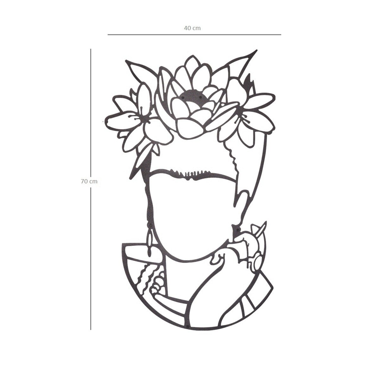 Decoratiune de perete, Frida, Metal, Dimensiune: 40 x 70 cm, Negru - 2 | YEO
