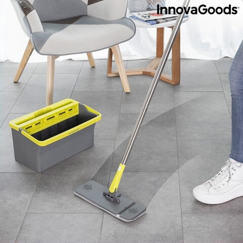 Mop cu galeata, cu tripla actiune Trimo, InnovaGoods, cap rotativ 180°, 4 L