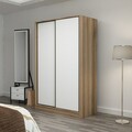 Dulap pentru haine, Minerva, Kale White Oak, 120x190x60 cm, PAL, Alb / Stejar