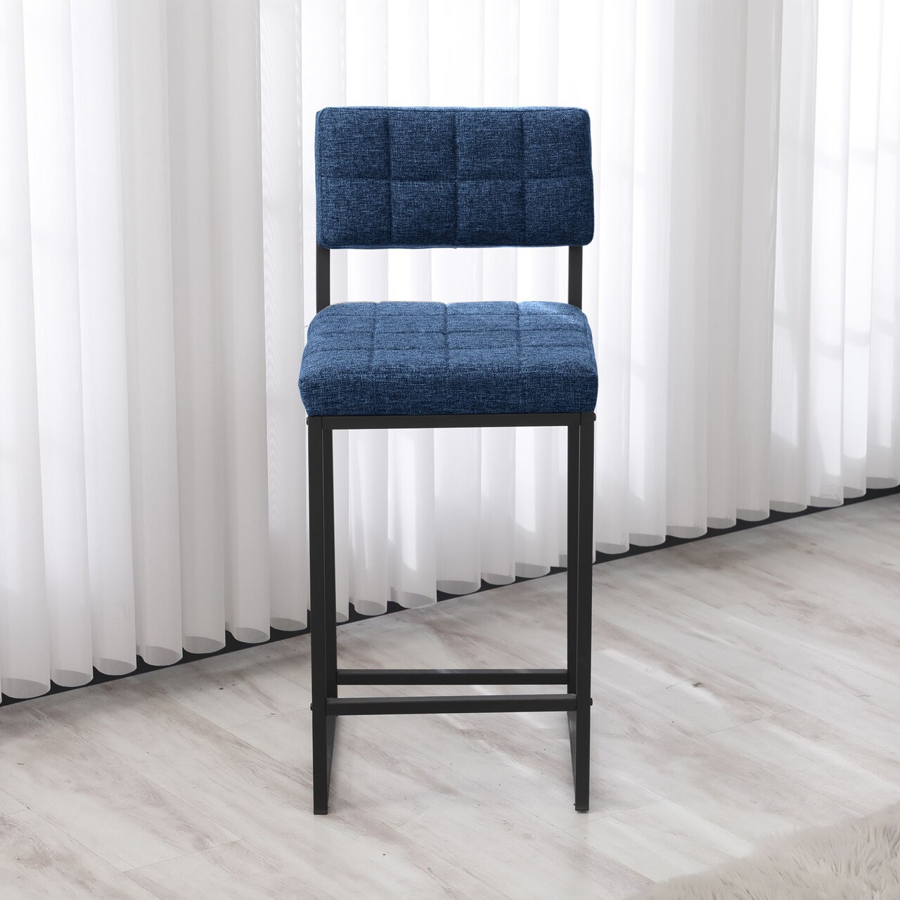 Scaun de bar, Hanah Home, Retro, 40x98x40 cm, Albastru navy - imagine 2