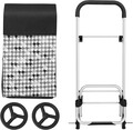Carucior de cumparaturi 40L Houndstooth Pattern, Songmics, 47x33x97 cm, max 25 kg, tesatura Oxford/aluminiu