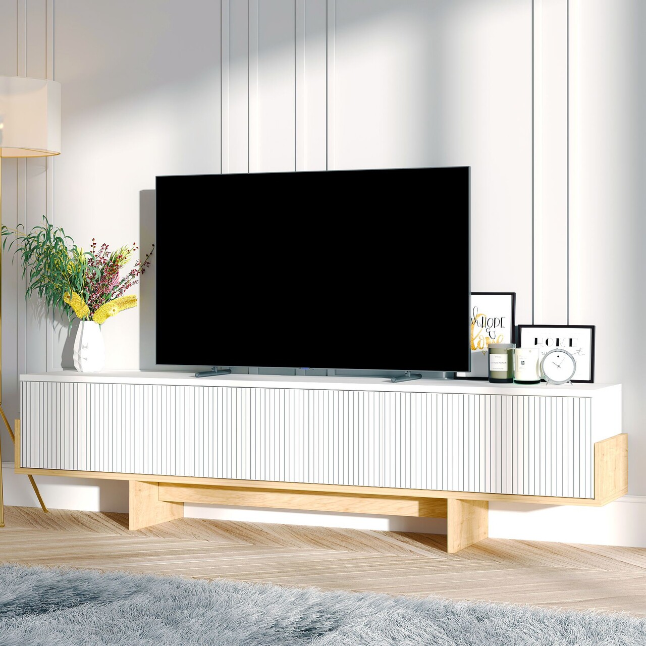 Comoda TV, Hanah Home, Hege, 180x44.6x30 cm, PAL, Stejar alb / safir - view 2