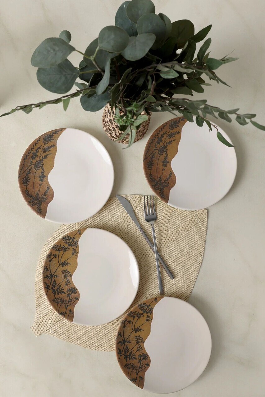 Set farfurii pentru desert, Hermia, 275KRM2011, Ceramica, Maro/Alb - view 3
