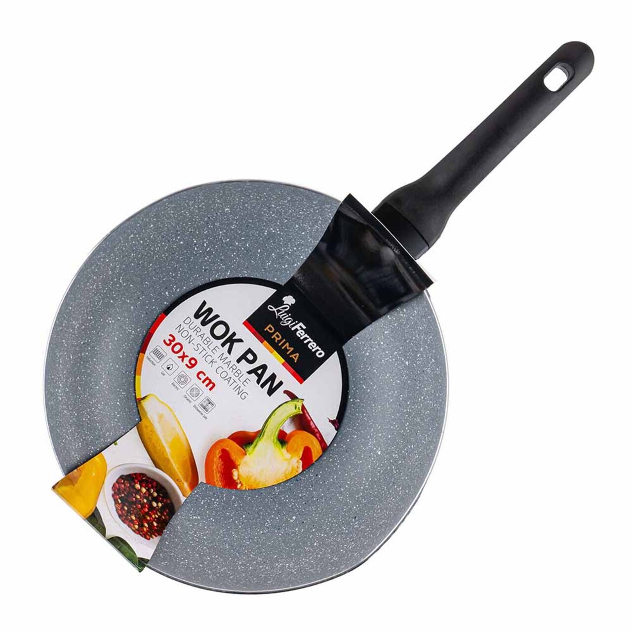 Tigaie Wok Prima, Luigi Ferrero, 30x9 cm, aluminiu presat - 1 | YEO