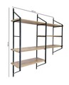Raft de perete, Valovi, Raffy6, 120x120x28 cm, PAL, Negru / Pin Atlantic