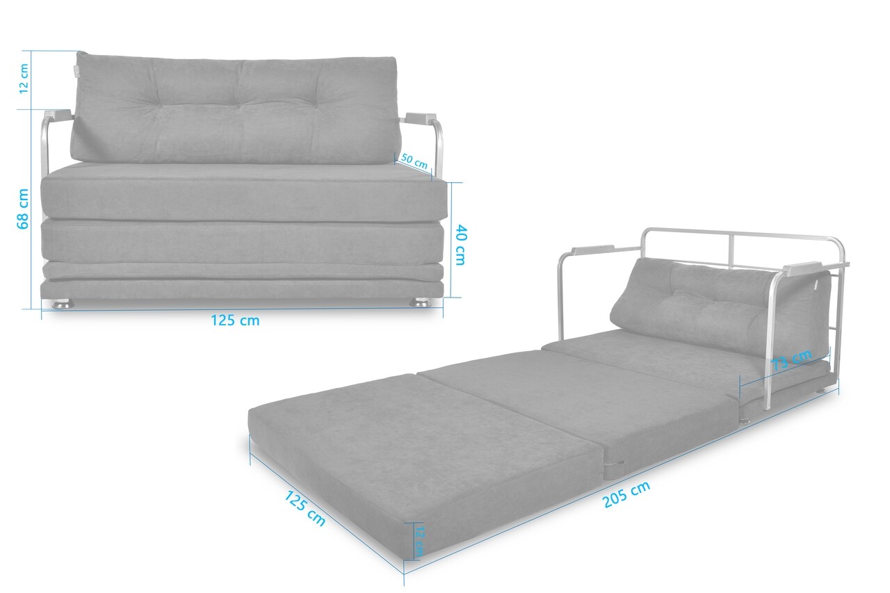 Canapea Extensibila Gauge Concept, Smoked, 2 Locuri, 125x73x80 Cm, Metal/poliester