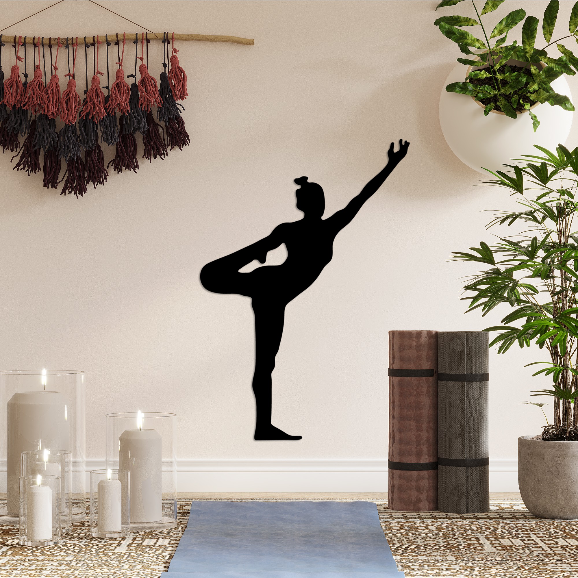 Decoratiune de perete, Yoga 19, Dimensiuni: 42 x 60 cm, Negru