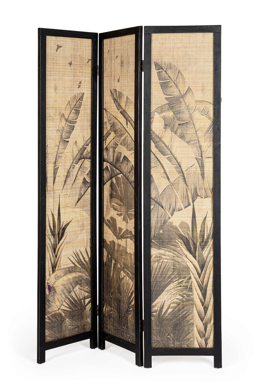 Paravan decorativ / despartitor camera Nariko, Bizzotto, 120 x 2 x 180 cm, bambus/lemn de brad