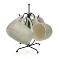 Set 4 cani cu suport Snow Flowers, Versa, 14.3x10.3x12 cm, ceramica