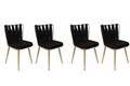 Set scaune 4 piese, Nmobb, Kuşaklı-211 V4, Metal, Negru
