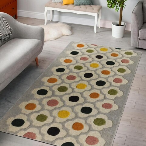 Poza Covor Flower Bedora, 120x170 cm, 100% lana, multicolor, finisat manual