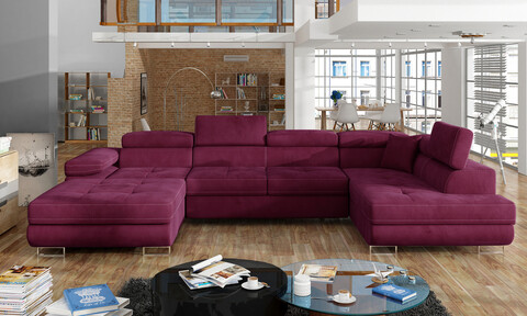Coltar extensibil dreapta 6 locuri ELTAP, Rod-10, Rodrigo, 345x202x90 cm, lemn/poliester, rosu