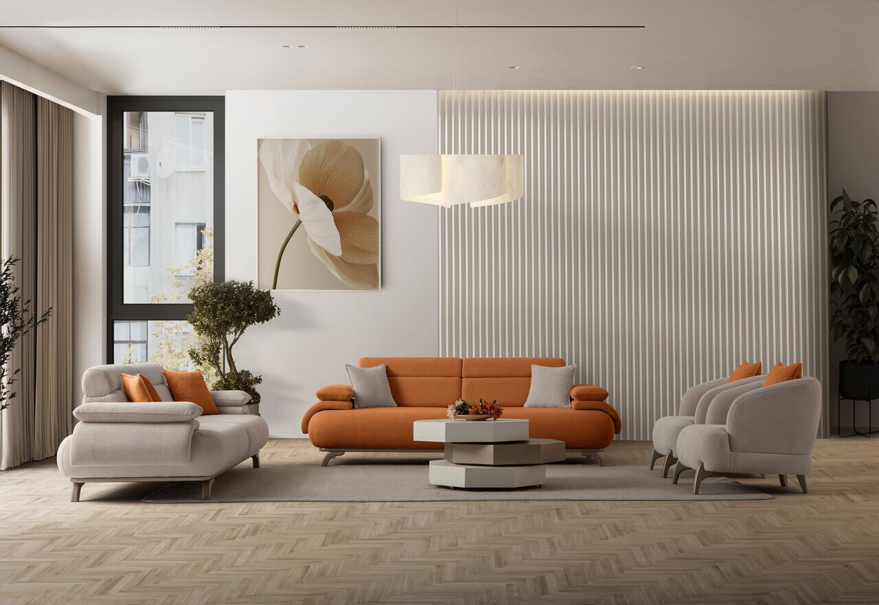 Canapea 3 locuri, Atelier del Sofa, 752EST1144, Lemn de carpen/PAL melaminat, Caramiziu - view 4