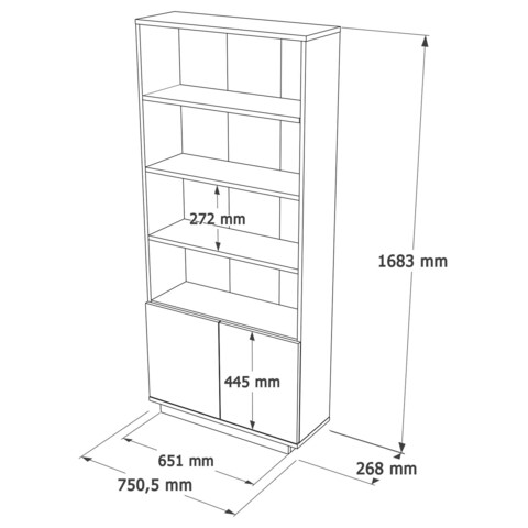 Corp biblioteca, Locelso, Fr16-Aw, 75x168.3x26.8 cm, PAL, Pin Atlantic / Alb