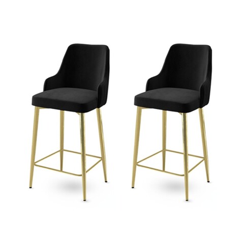 Set scaun de bar (2 bucăți), Charlotte, Enox, Metal, Negru