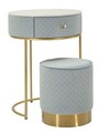 Masa de toaleta cu taburet / masuta dressing Vellit, Mauro Ferretti, 52x70 cm, lemn de pin/MDF/metal, albastru deschis