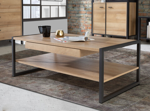 Masuta de cafea Heusden, Bedora, 110x60x40 cm, PAL, stejar/negru