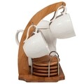 Set de cafea 10 piese Creaciones Meng, 25.5x20x25 cm, portelan/bambus