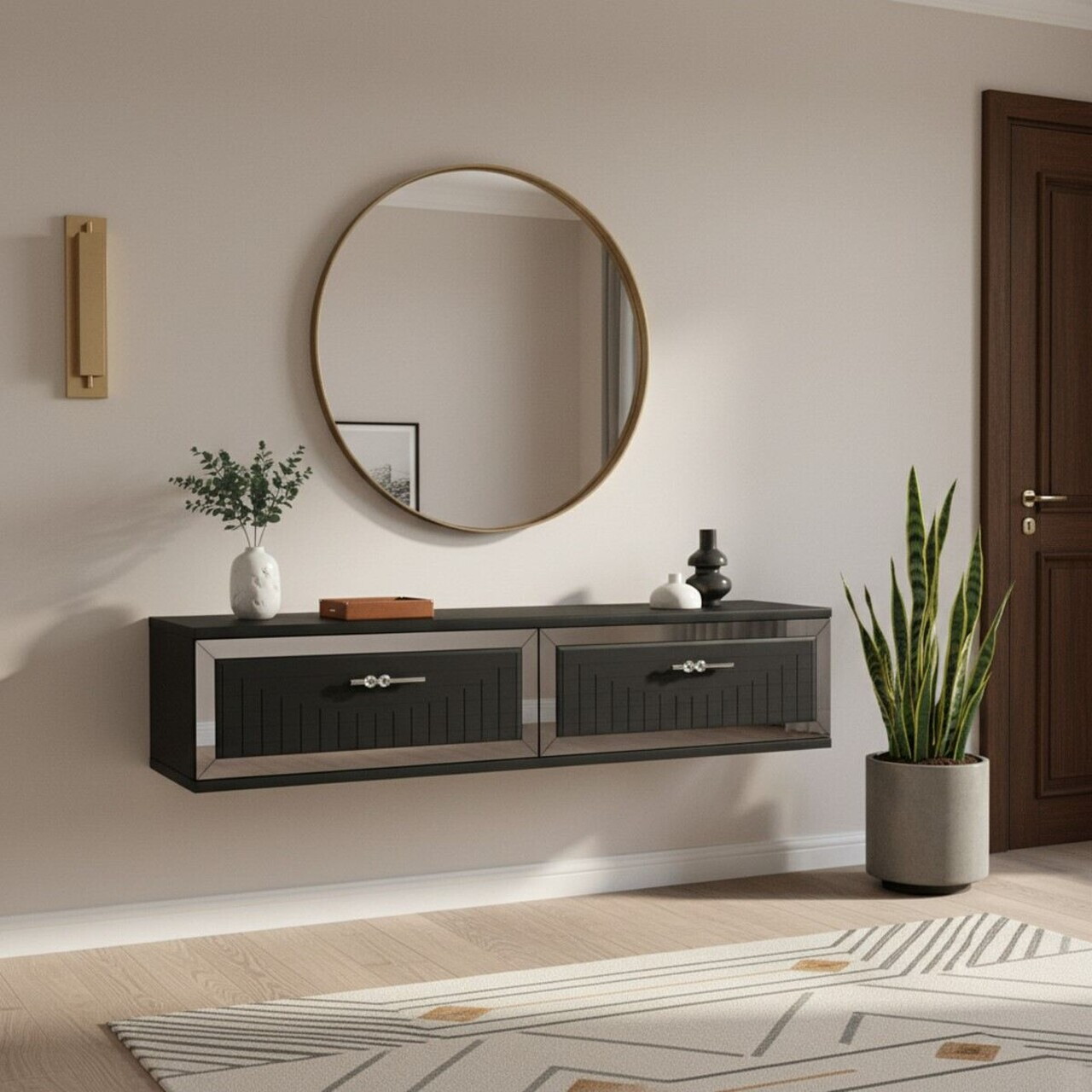 Dulap, Hanah Home, Tuna 120, 120x25.5x29.6 cm, Antracit / Argintiu — imaginea 2