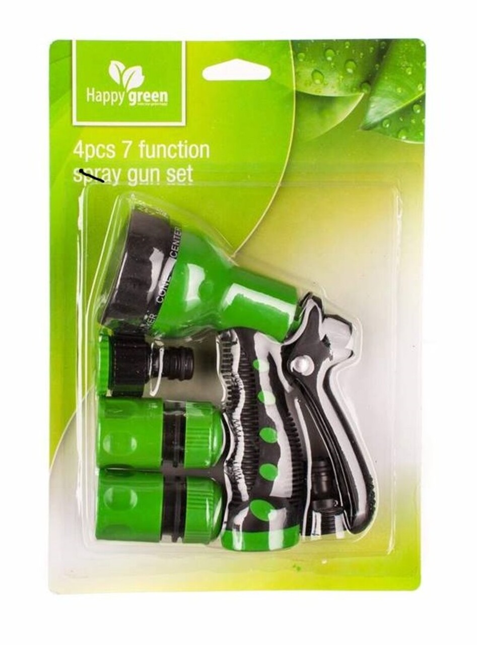 Set De Irigare Pentru Gradina 4 Piese, Happy Green, Cu 7 Functii, Plastic, Verde