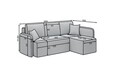 Coltar extensibil dreapta 3 locuri ELTAP, Hadson, 206x150x89 cm, lemn/poliester, gri inchis
