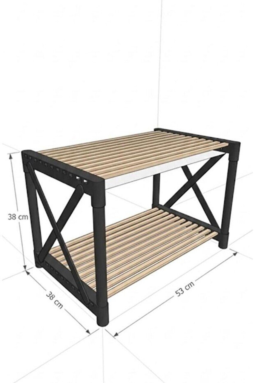 Masuta de cafea, Hanah Home, Pls Room 1, 53x38x33 cm, PLASTIC LEMN, Alb — imaginea 4