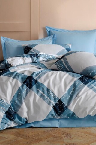 Lenjerie de pat dubla, Andri - Blue, Dowry World, 65% bumbac/35% poliester