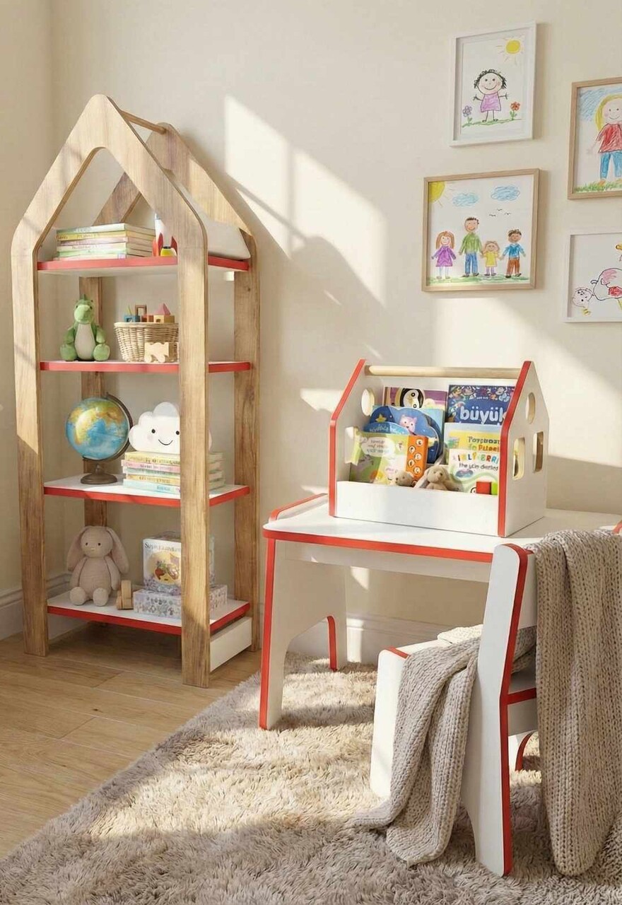 Cutie de cărți, Hanah Home, Artmtkbkcddy, 50x40x32 cm, Rosu/Alb - imagine 2