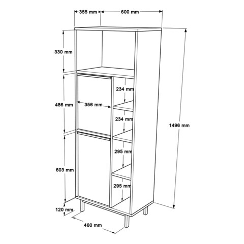Dulap de baie, Locelso, On10C-W, 160x45.1x35.5 cm, PAL, Alb