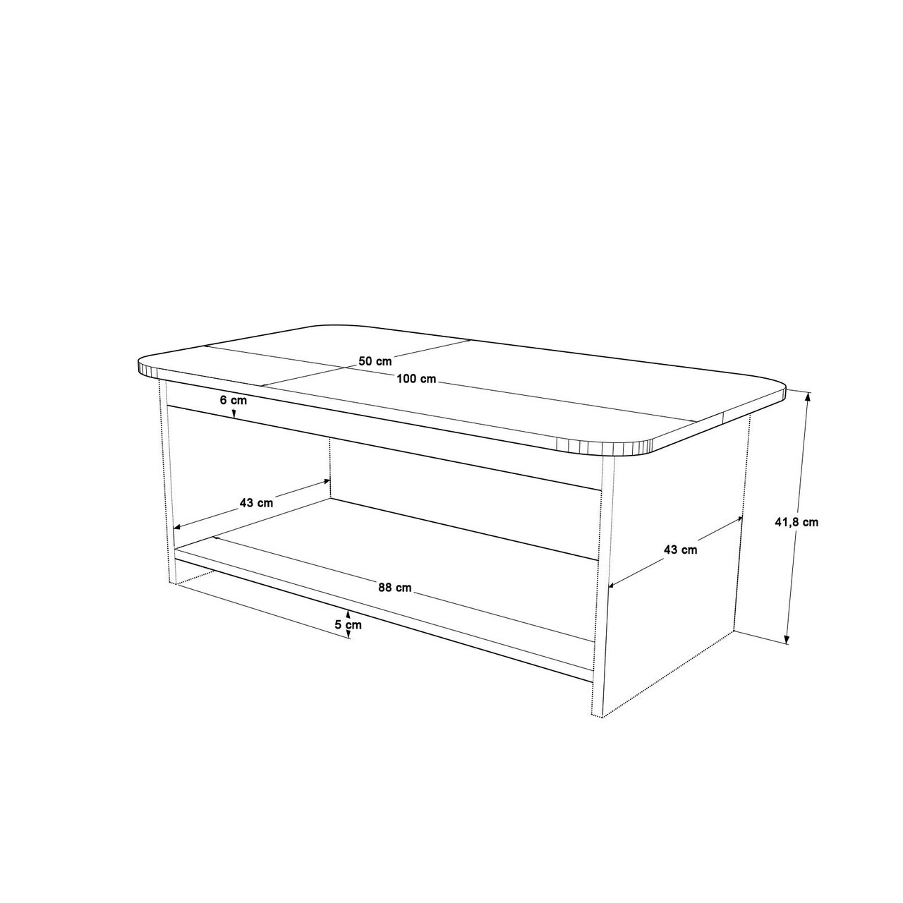 Masuta de cafea, Hanah Home, Chb1-Kas, 100x41.8x50 cm, PAL, Casmir — imaginea 4
