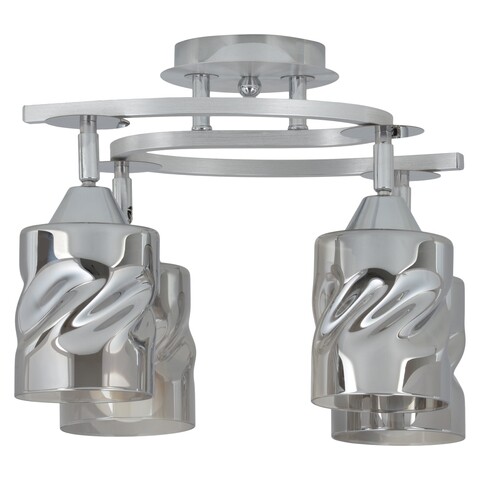 Plafoniera, Evea, L.40 l.35 H.26 cm, 4 x E27, 60W, metal/sticla, argintiu/alb