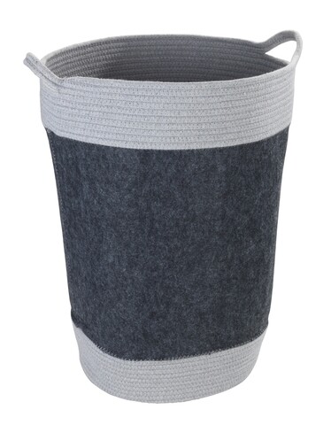 Cos de rufe, wenko, bea dark grey, 75 l, 38 x 55 x 38 cm, bumbac/poliester, multicolor