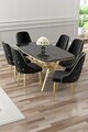 Set masa si scaune (7 piese), Hanah Home, Asel, Sonata / Auriu / Negru
