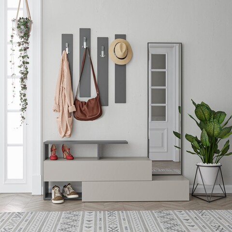 Cuier Ramda, Decortie, 154x35x137 cm, cafeniu/antracit 154x35x137