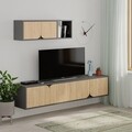 Comoda TV cu raft, Decortie, Spark, pal melaminat, stejar/antracit