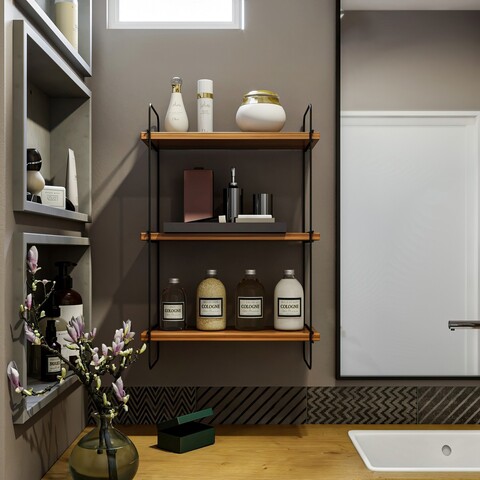 Raft de perete, Kalune Design, Pulalis, 40x66x20 cm, PAL, Maro