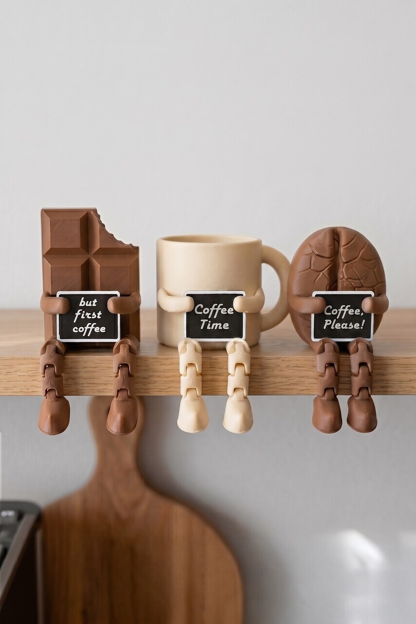 Set suporturi lumanari, Coffee Motto, Bioplastic, Maro / Crem — imaginea 2