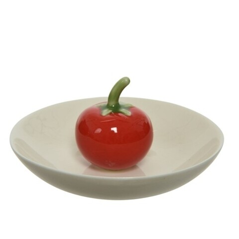 Platou Tomato, Decoris, 10.5×5.5 cm, portelan, alb/rosu Decoris