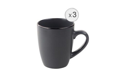Set 3 cani calypso, heinner, 357 ml, ceramica, gri antracit