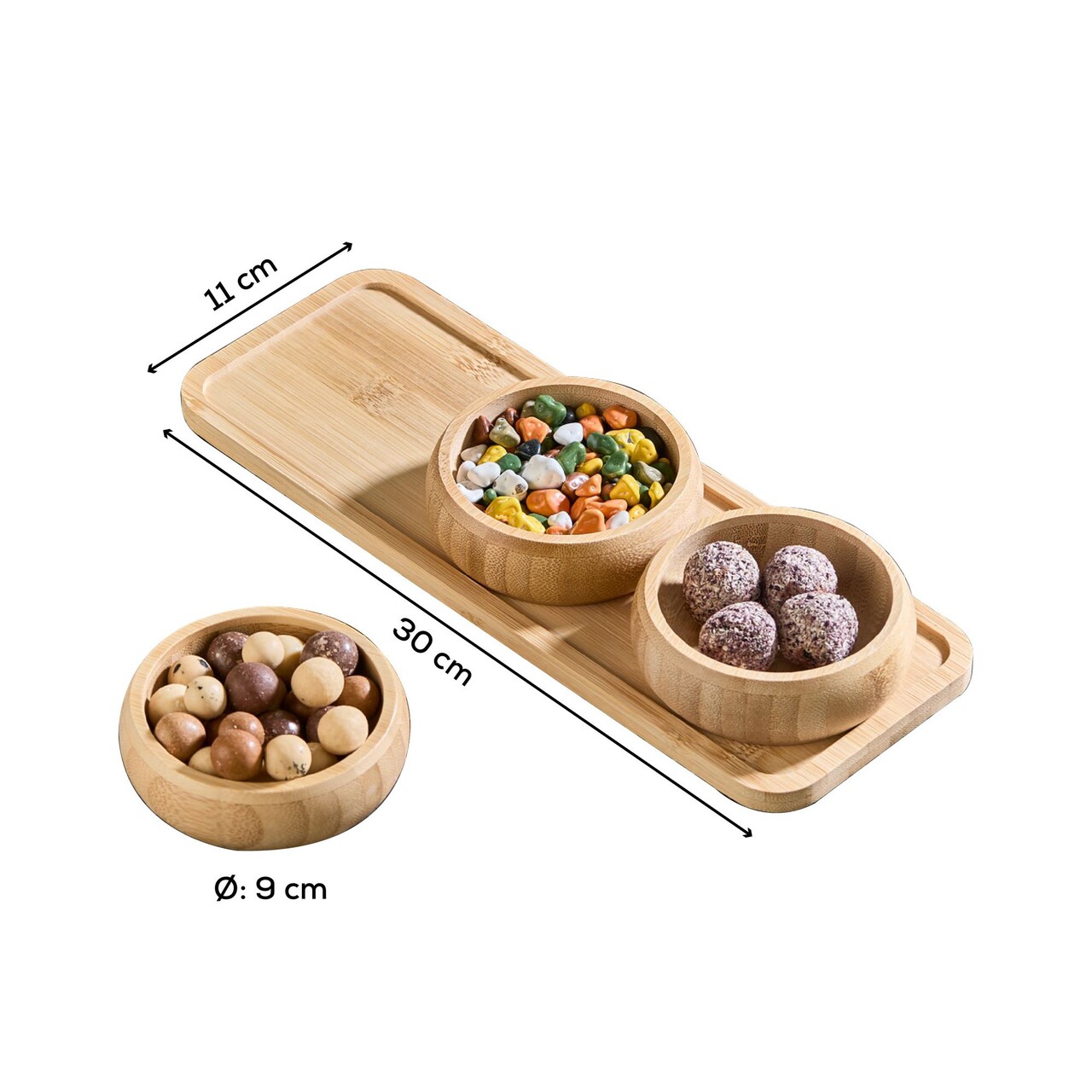 Set boluri pentru aperitive, Hermia, 964FRM3321, Dimensiuni tavă: 11 x 30 x 1 cm (1 bucată), Multicolor - imagine 3