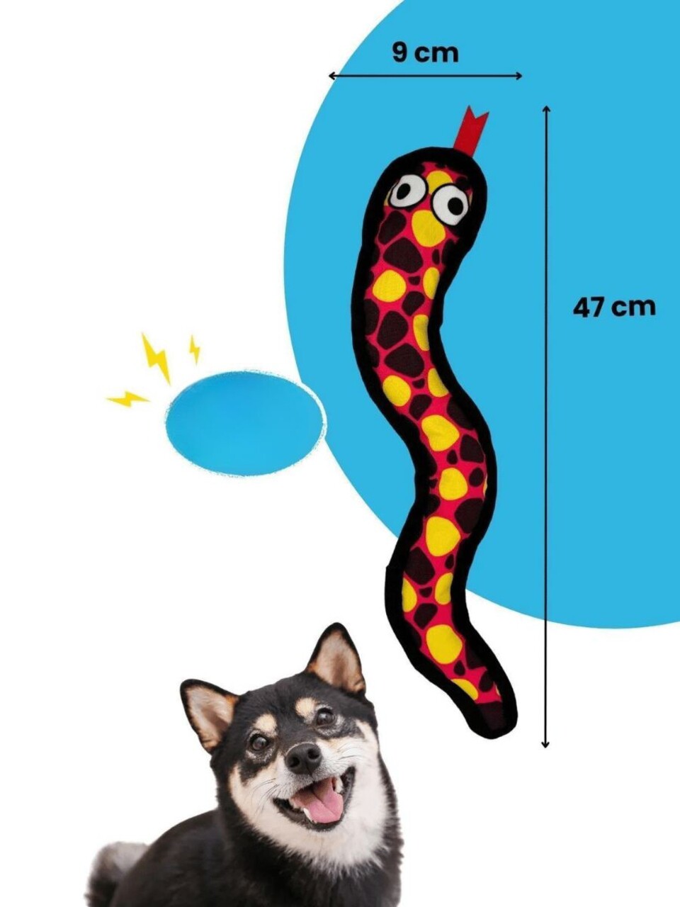 Jucărie pentru câini, Paws &amp; Whiskers, Havhav 1019, Poliester, Roșu / Negru / Galben - imagine 2