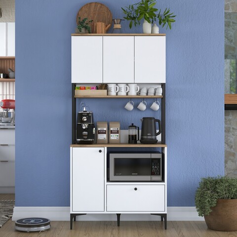 Dulap multifunctional, Rani, JE159, Alb/Maro