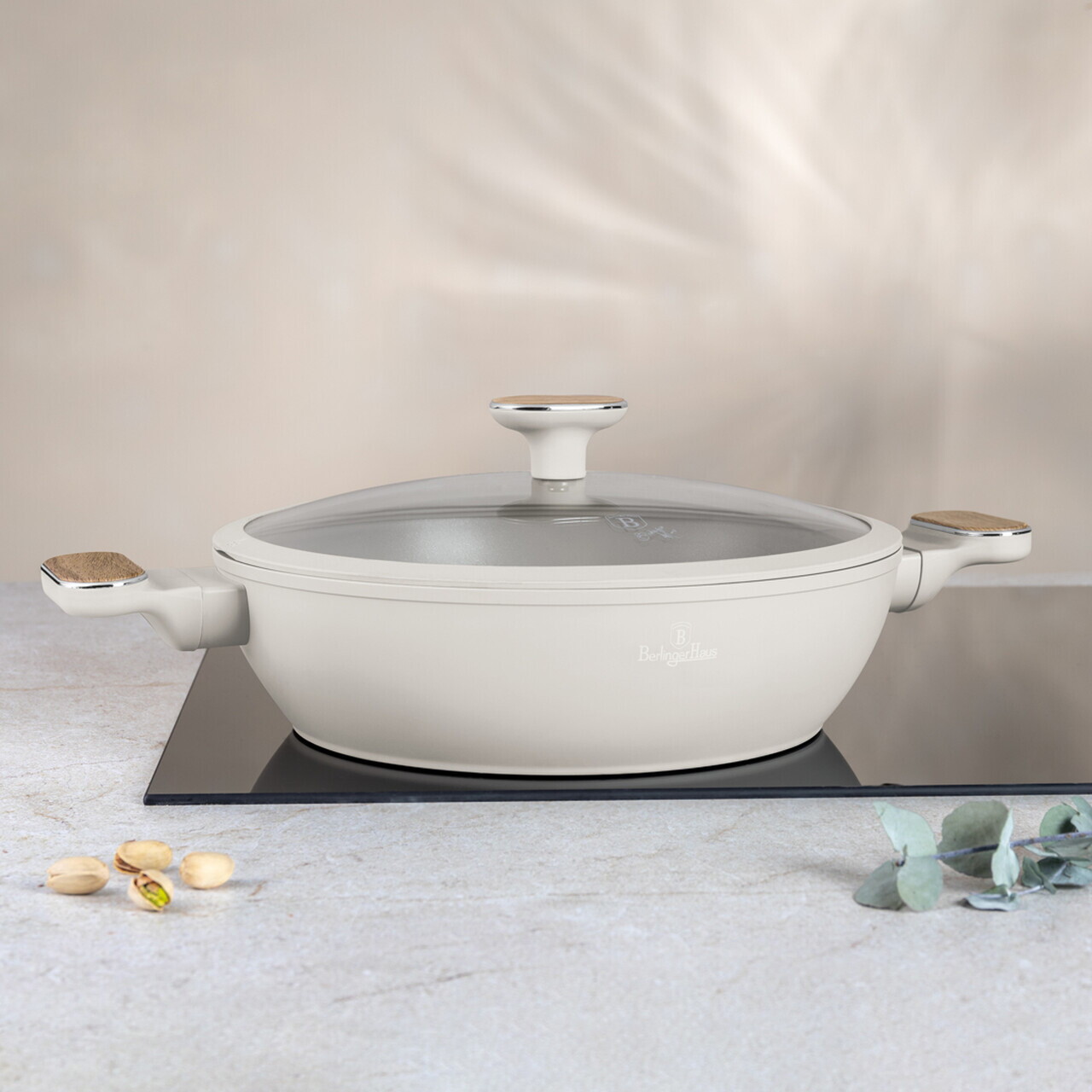 Oala cu capac Berlinger Haus, Sahara Nordic, 28 cm, 3.8 L, aluminiu forjat, crem mat/natur - imagine 6