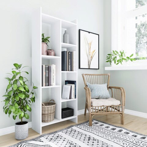 Corp biblioteca, zena home, eden, 63.2x160x25 cm, pal, alb
